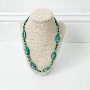 NWT Lampwork Glass, Glass & Shell Beads Beaded Necklace Green Black